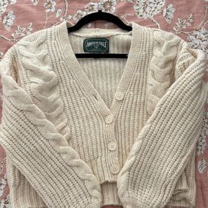 American Eagle Outfitters Cream Knit Cardigan